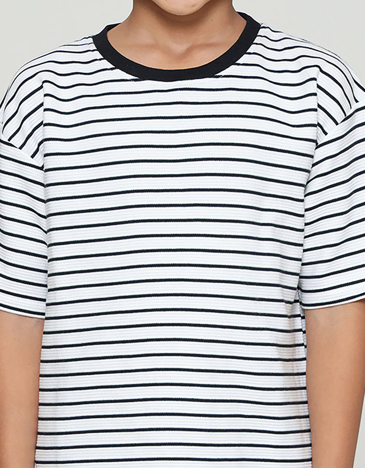 Little M Salur Texture Kaos Oversize Anak Laki-laki