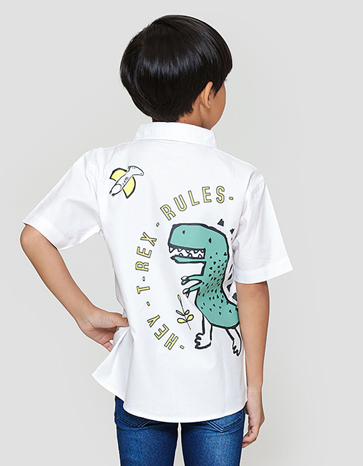 Little M Print Dino Kemeja Anak Laki-laki