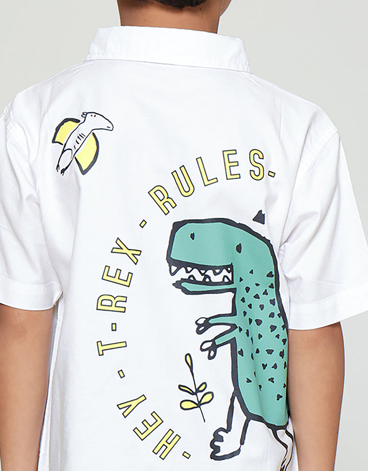 Little M Print Dino Kemeja Anak Laki-laki