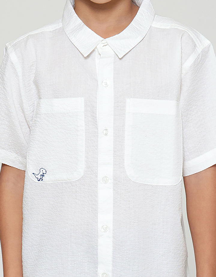 Little M Kantong T-Rex Kemeja Anak Laki-laki