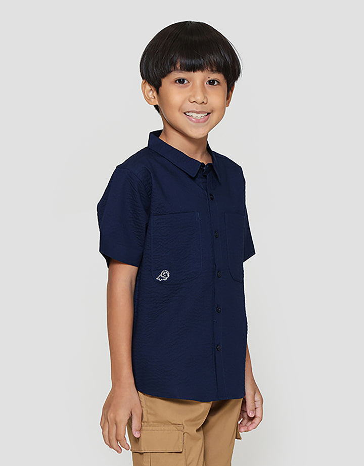 Little M Kantong Tricera Kemeja Anak Laki-laki