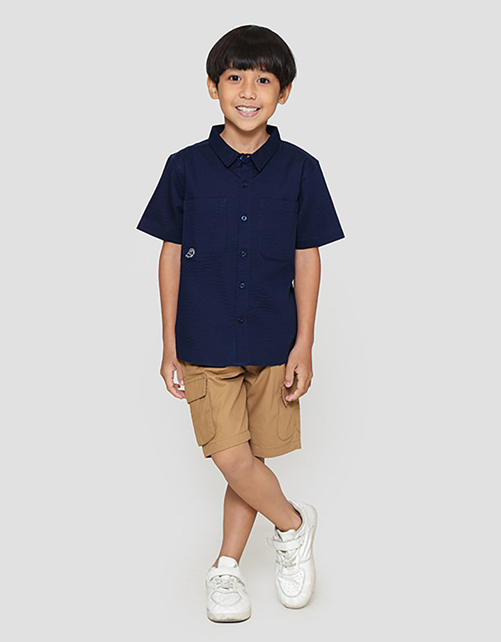 Little M Kantong Tricera Kemeja Anak Laki-laki