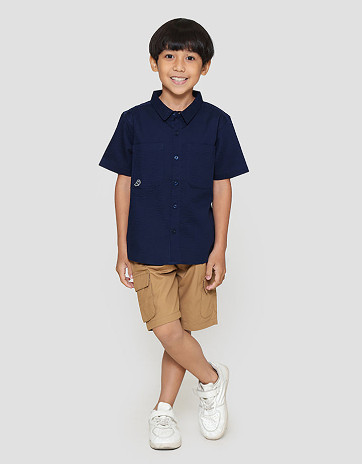 Little M Kantong Tricera Kemeja Anak Laki-laki