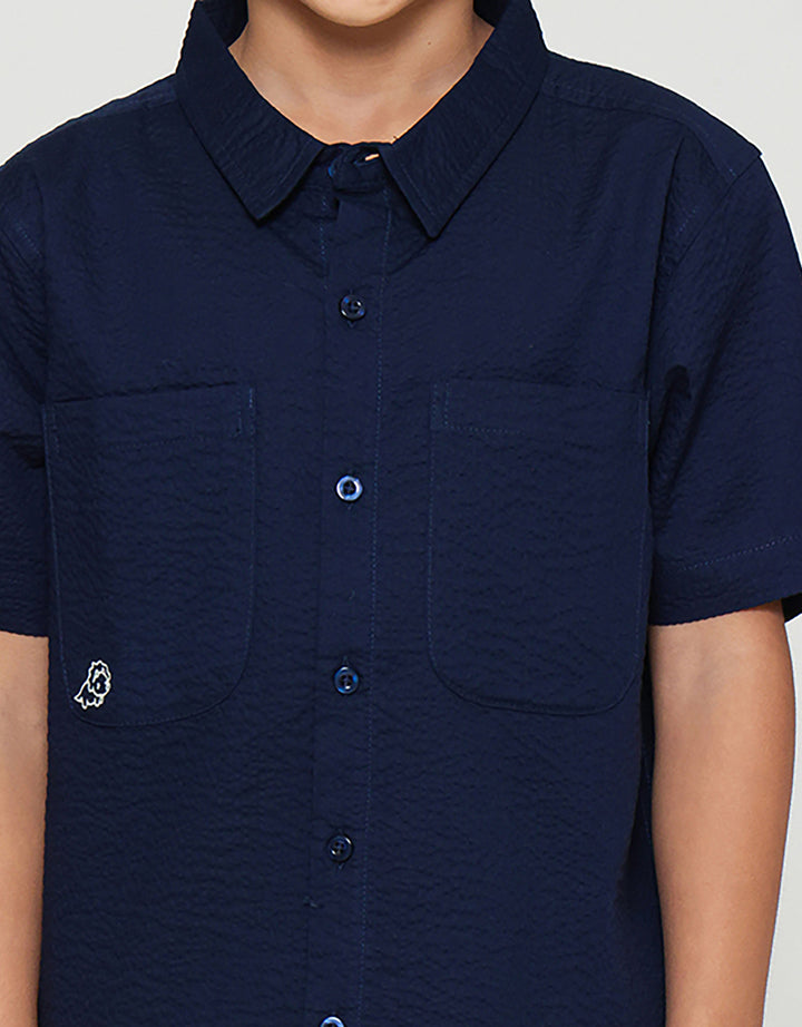 Little M Kantong Tricera Kemeja Anak Laki-laki