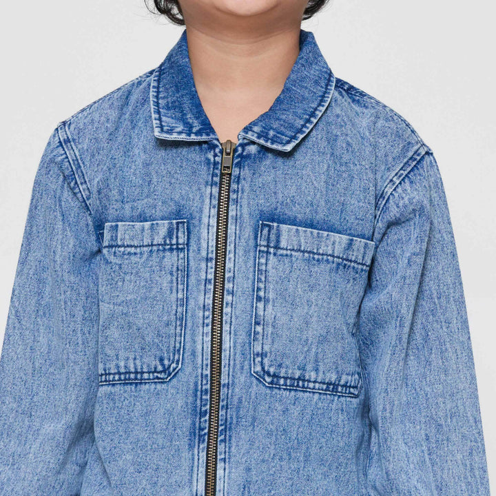 Little M Res Kantong Jaket Denim Anak Laki-laki