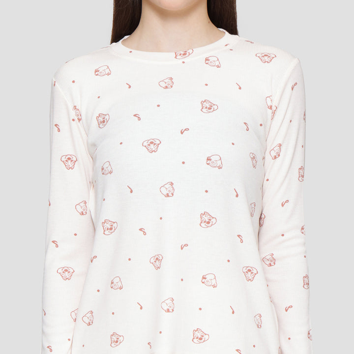 Disney Knit Stripe Chip Dale  Setelan Piyama Wanita