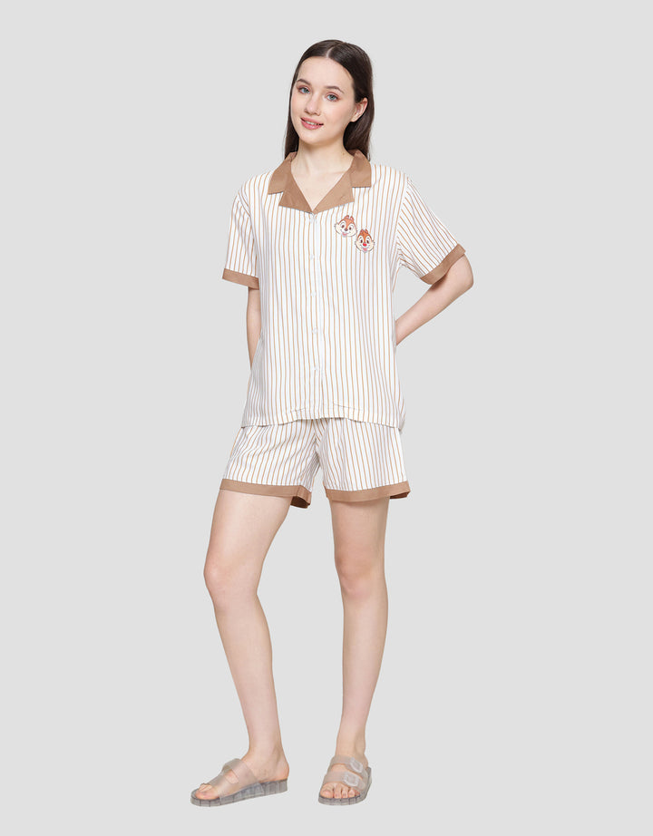 Disney Stripe Chip Dale Setelan Piyama Wanita