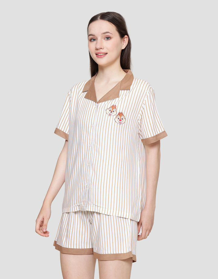 Disney Stripe Chip Dale Setelan Piyama Wanita