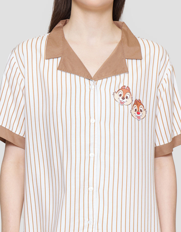 Disney Stripe Chip Dale Setelan Piyama Wanita