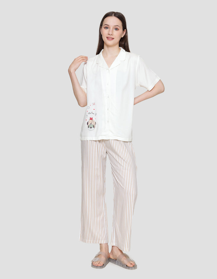 Disney Stripe Minnie Setelan Piyama Wanita