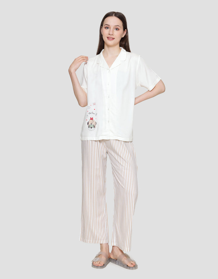 Disney Stripe Minnie Setelan Piyama Wanita