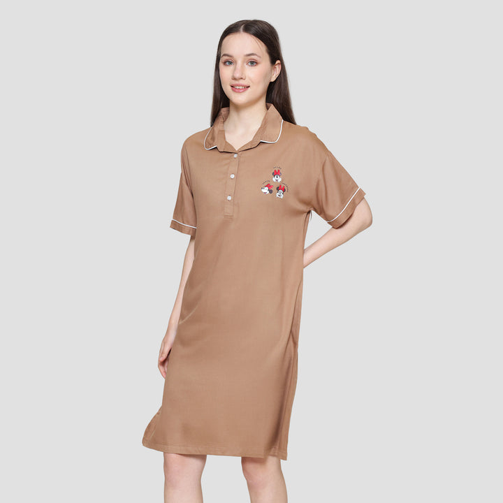 Disney Solid Minnie Midi Dress Wanita