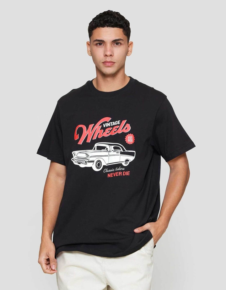 Aos Theme Rockstar Car Wheels Kaos Pria