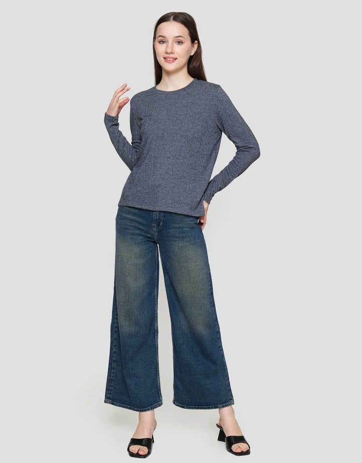 St. Yves Soft Melange Knit Crew Neck Kaos Wanita