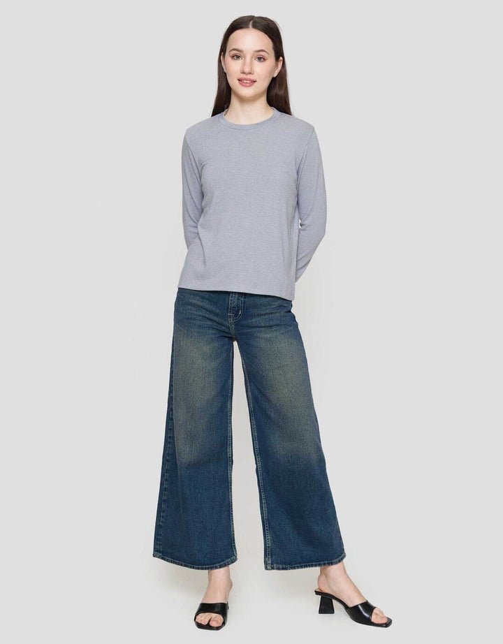 St. Yves Soft Melange Knit Crew Neck Kaos Wanita