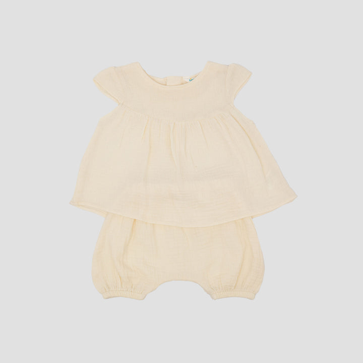 Little M Dress Textured Cringcle Pakaian Setelan Bayi