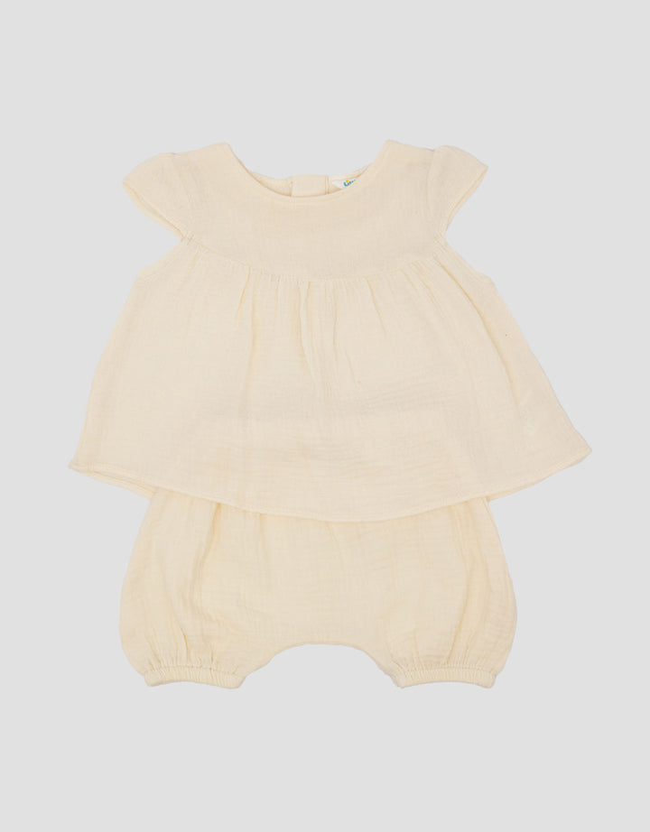 Little M Dress Textured Cringcle Pakaian Setelan Bayi