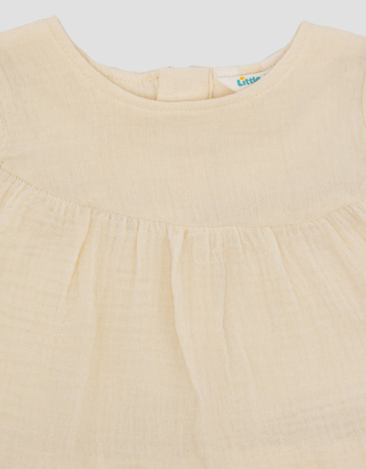 Little M Dress Textured Cringcle Pakaian Setelan Bayi