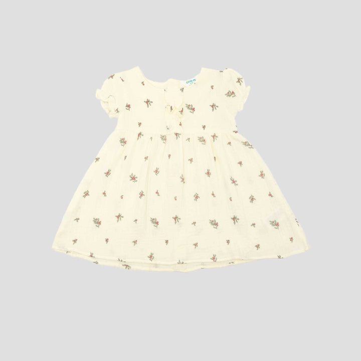 Little M Textured Cringcle Print Cherry Midi Dress Bayi