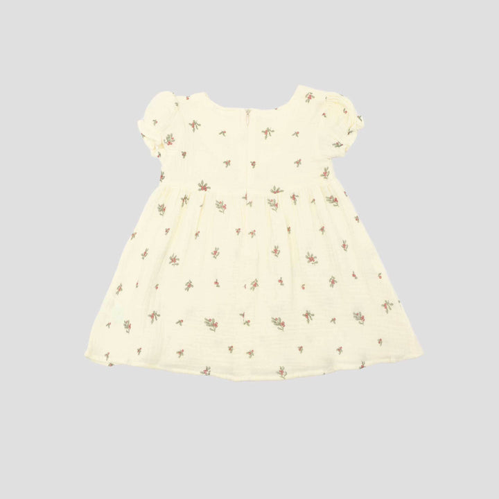 Little M Textured Cringcle Print Cherry Midi Dress Bayi