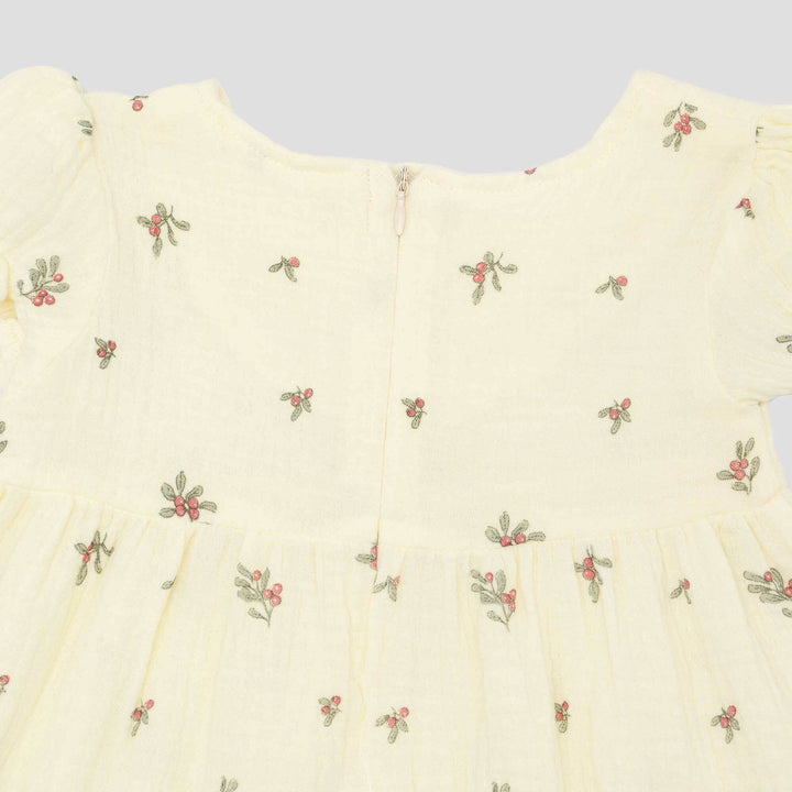 Little M Textured Cringcle Print Cherry Midi Dress Bayi