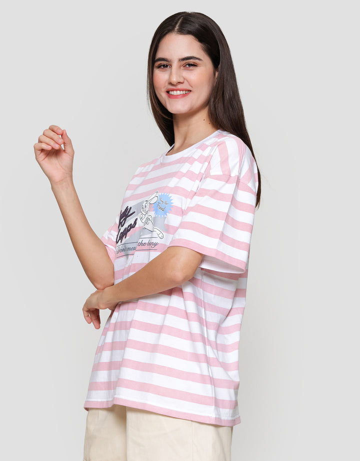 Disney Print Stripe Zootopia Kaos Oversize Wanita