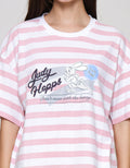 Disney Print Stripe Zootopia Kaos Oversize Wanita