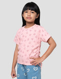 Little M Rib Serut Aop Heart Kaos Anak Perempuan