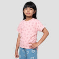 Little M Rib Serut Aop Heart Kaos Anak Perempuan