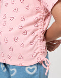 Little M Rib Serut Aop Heart Kaos Anak Perempuan