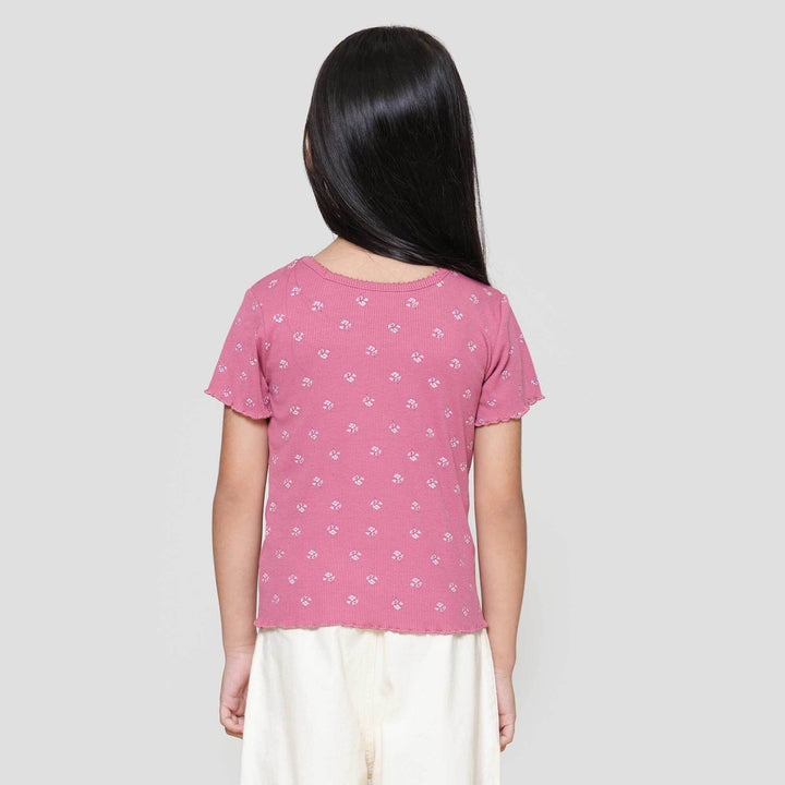 Little M Rib Neck Square Kaos Anak Perempuan