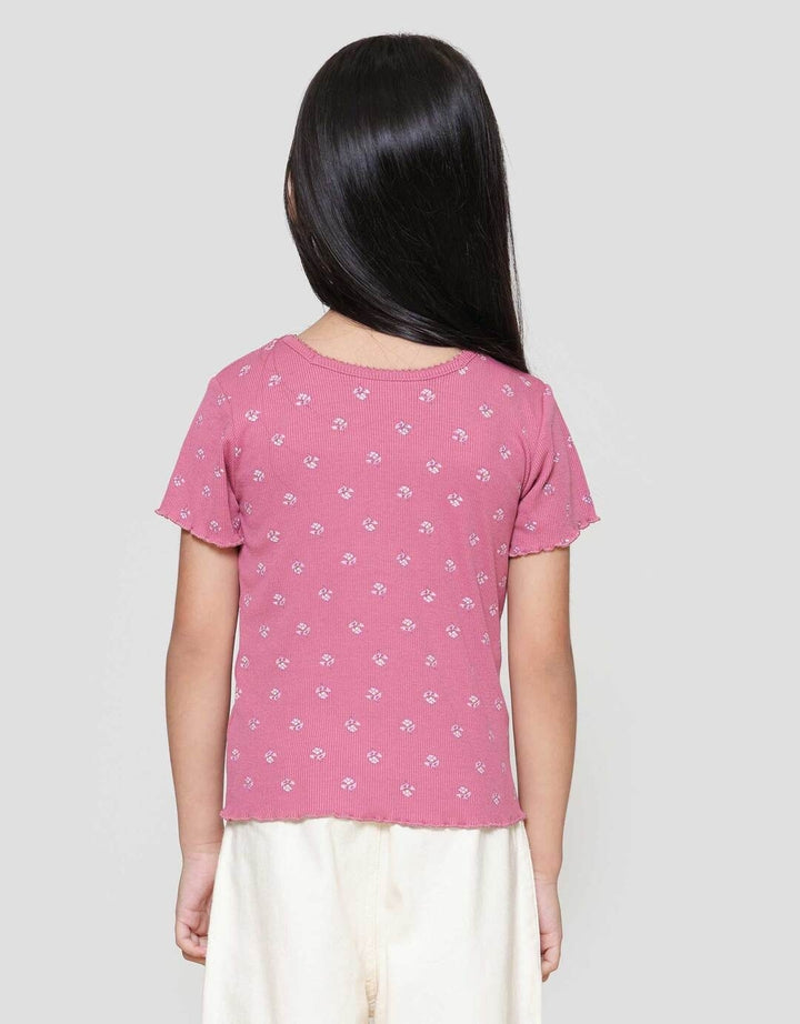 Little M Rib Neck Square Kaos Anak Perempuan