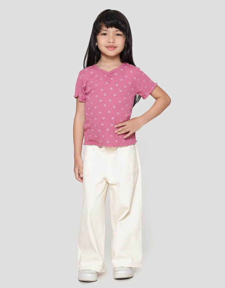 Little M Rib Neck Square Kaos Anak Perempuan