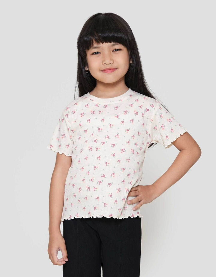 Little M Rib Neck Round Kaos Anak Perempuan