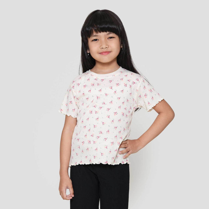Little M Rib Neck Round Kaos Anak Perempuan