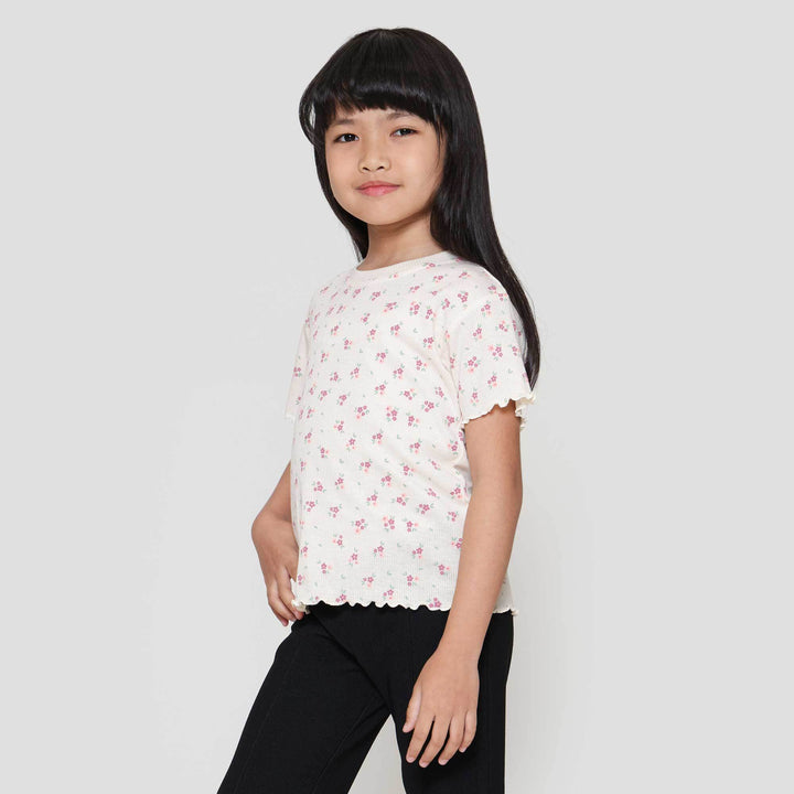 Little M Rib Neck Round Kaos Anak Perempuan