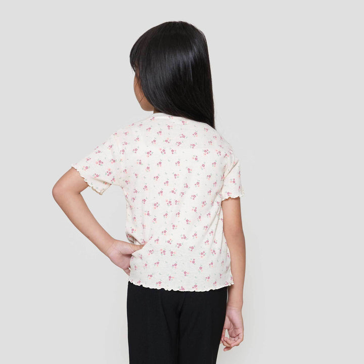 Little M Rib Neck Round Kaos Anak Perempuan