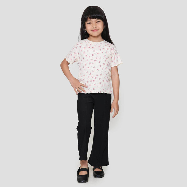 Little M Rib Neck Round Kaos Anak Perempuan