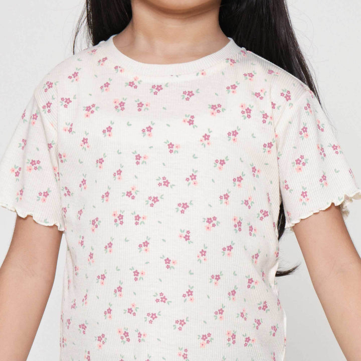 Little M Rib Neck Round Kaos Anak Perempuan