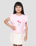 Little M Double Sleeve Bunga Kain Kaos Anak Perempuan