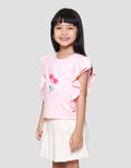 Little M Double Sleeve Bunga Kain Kaos Anak Perempuan