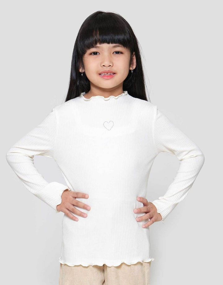 Little M Rib Solid Casual Kaos Anak Perempuan