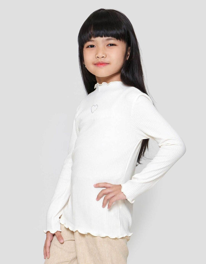 Little M Rib Solid Casual Kaos Anak Perempuan