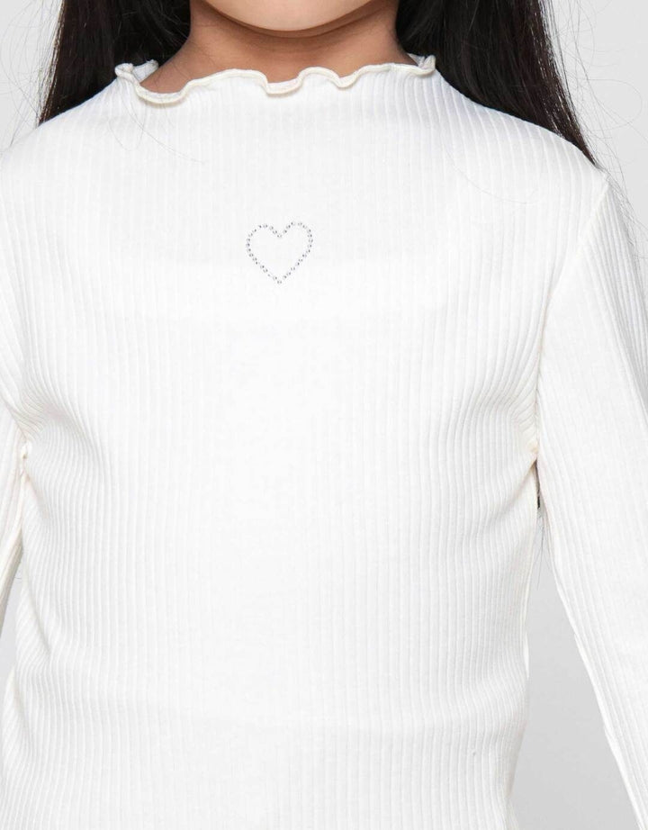 Little M Rib Solid Casual Kaos Anak Perempuan