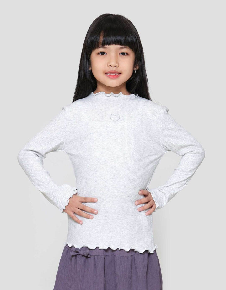 Little M Rib Solid Kaos Anak Perempuan