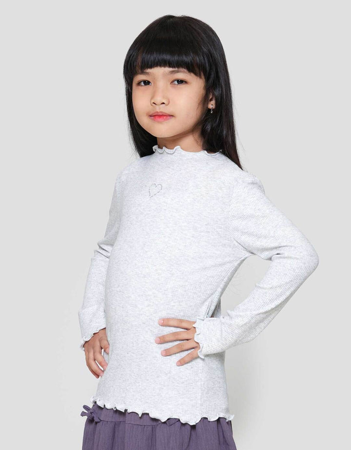Little M Rib Solid Kaos Anak Perempuan