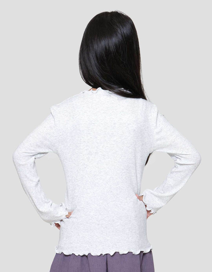 Little M Rib Solid Kaos Anak Perempuan