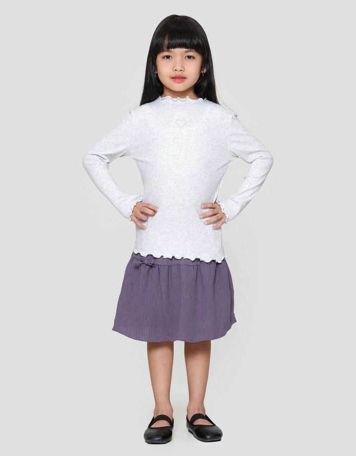 Little M Rib Solid Kaos Anak Perempuan