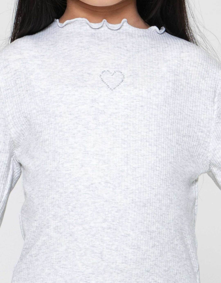 Little M Rib Solid Kaos Anak Perempuan