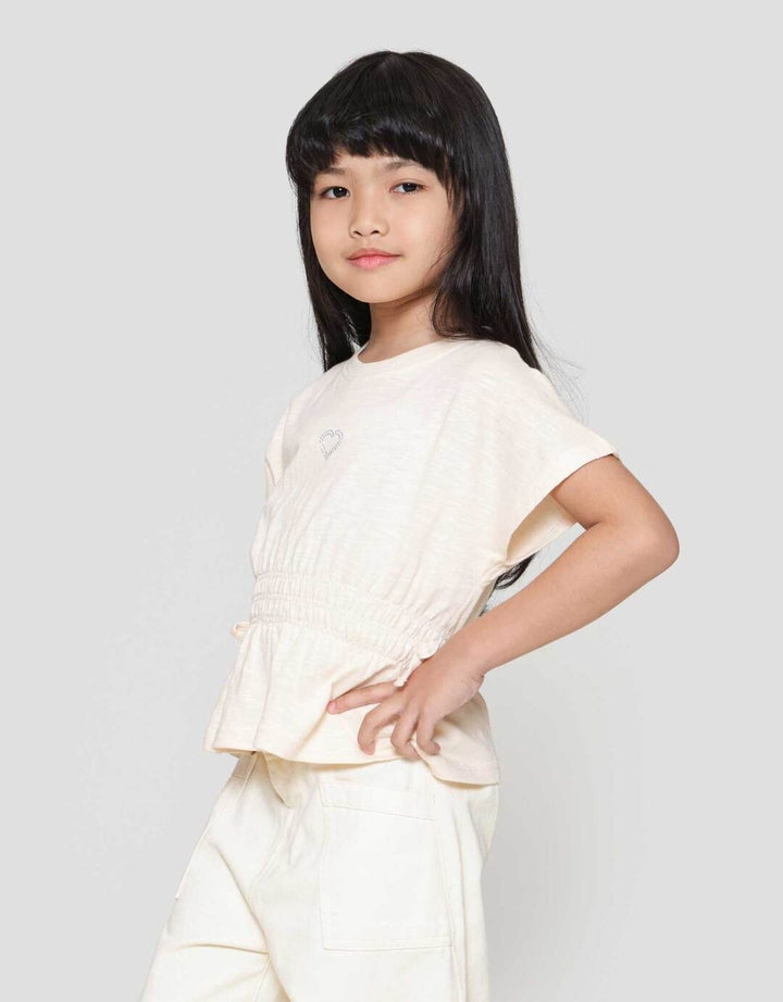 Little M Slub Karet Pinggang Kaos Anak Perempuan